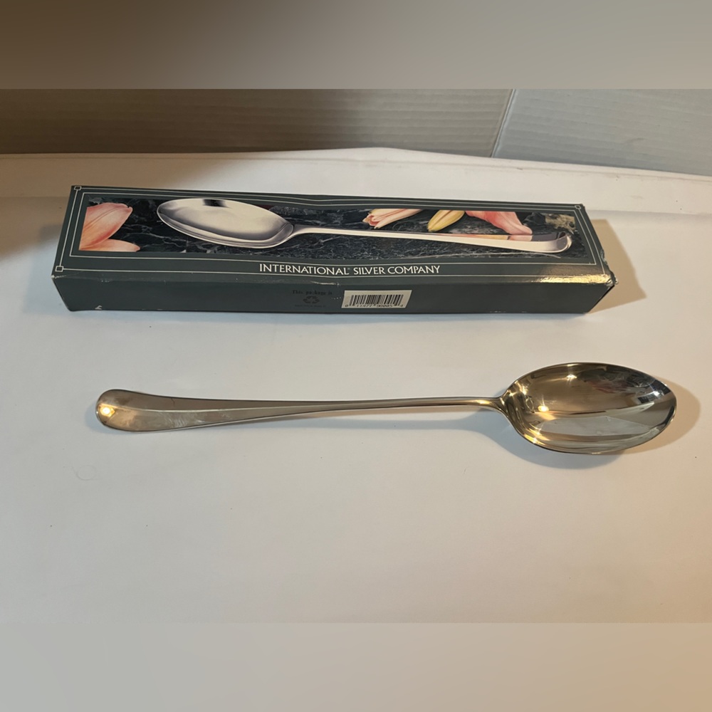 🐠 International Silver Company.Silver Plated Spoon.13 Inches. New in Box.Vintage